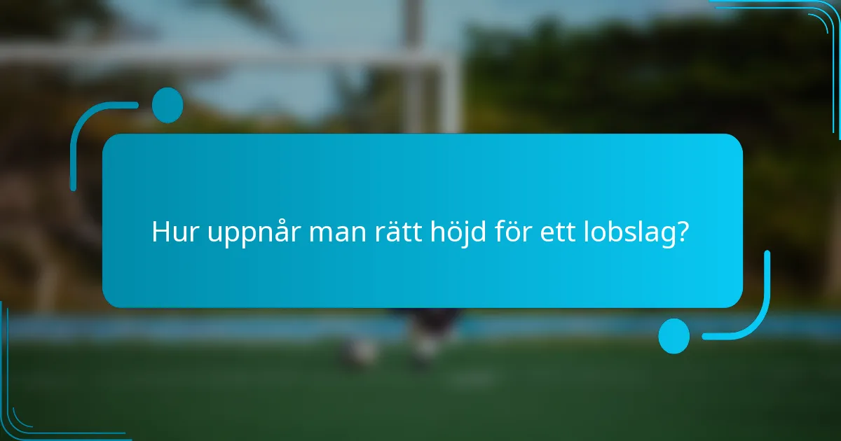 Hur uppnår man rätt höjd för ett lobslag?