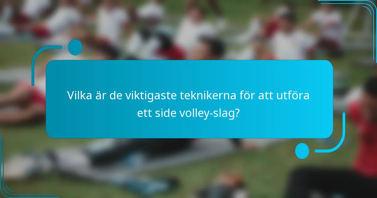 Vilka är de viktigaste teknikerna för att utföra ett side volley-slag?
