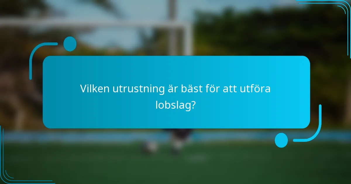 Vilken utrustning är bäst för att utföra lobslag?